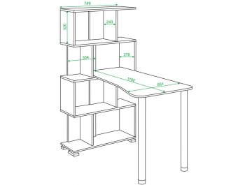 Письменный стол Валевро-5-4СТ-2+БД+БЯ БЕ