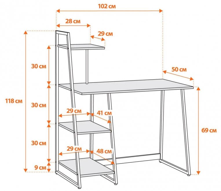 Письменный стол Wd-16/Вд-16 burnt/обгоревшее дерево