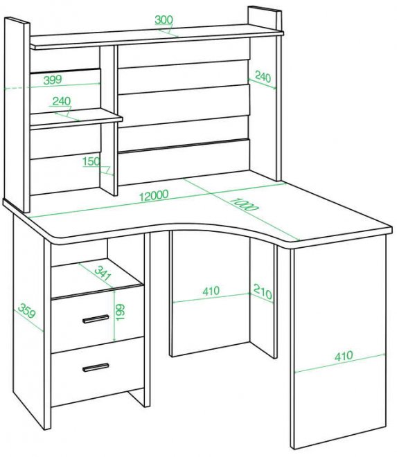 Стол компьютерный с надстройкой 120 х 100 см угловой нельсон правый