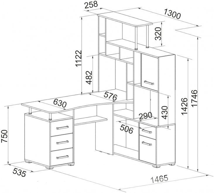 Стол компьютерный Джаз-15 правый дуб сонома / белый
