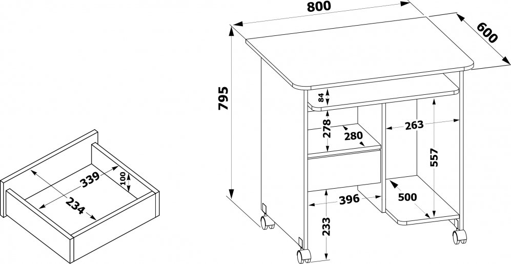 Стол компьютерный КСТ-10.1 бетон