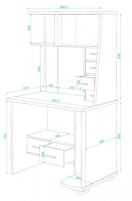Стол компьютерный СК-10  дуб венге