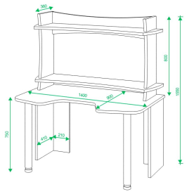 Письменный стол СКЛ-Игр140 Ш+НКИЛ120ВЛ