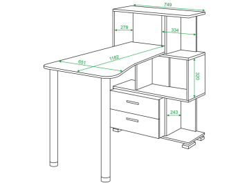 Письменный стол Валевро-5-3СТ-2