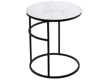 Журнальный столик Френсис стекло белый мрамор / черный