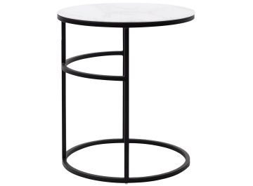 Журнальный столик Френсис стекло белый мрамор / черный