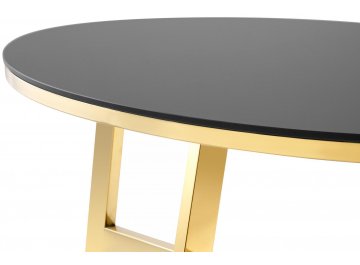 Журнальный столик Вэон 100 стекло черное / сталь золото