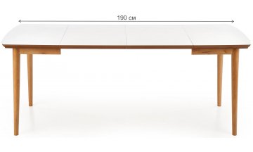 Стол деревянный обеденный Kingsly раскладной белый матовый / дуб лефкас