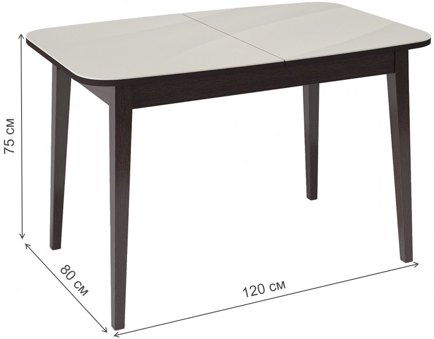 Деревянный стол 1200M венге / крем глянец