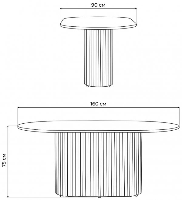 Деревянный стол Барон О 160 х 90 черная пленка шагрень / черный