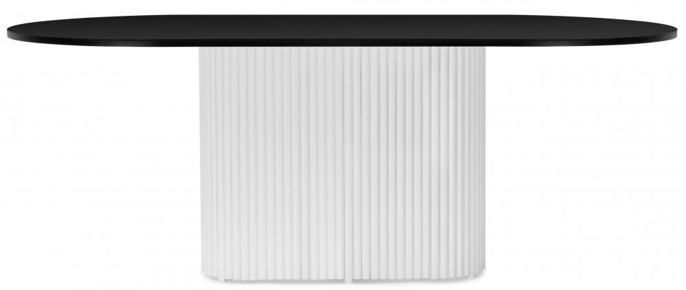 Деревянный стол Барон О 200 х 90 черная пленка шагрень / белый