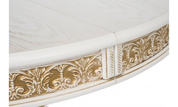 Деревянный стол Лорд молочный / золотая патина