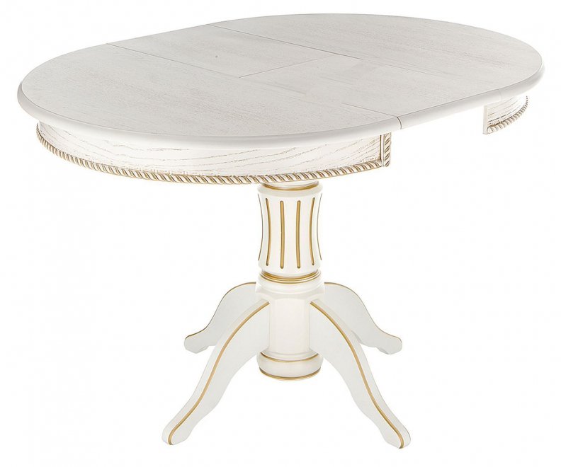 Деревянный стол Павия молочный / золото патина