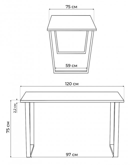 Деревянный стол Лота Лофт 120х75 черный матовый / дуб крафт золотой