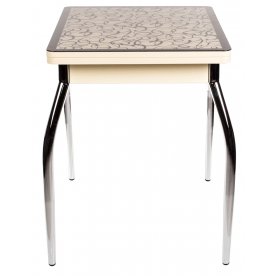 Стол Чинзано М-2 ст-2 молочный дуб / кремовый с узором венге / ножка 01