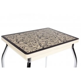 Стол Чинзано М-2 ст2 молочный дуб / кремовый с узором венге / ножка 01