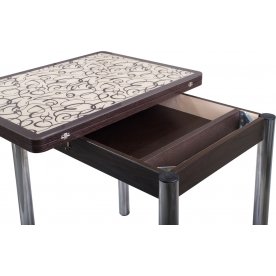 Стол Чинзано М-2 ст2, кремовый с узором венге / венге, ножка из МДФ 07