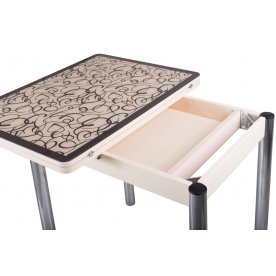 Стол Чинзано М-2 ст2, кремовый с узором венге / молочный дуб, ножка из МДФ 07