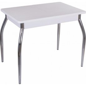 Стол кухонный Альфа ПР КМ белый / камень-04 / ножка 01 хром