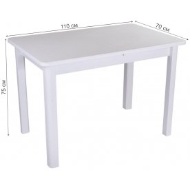 Стол кухонный Альфа ПР КМ белый / камень-04 / ножка 04 белая