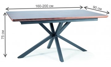 Стол деревянный обеденный Logan 160-200/90/75 орех / черный