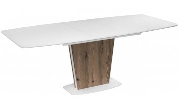 Стеклянный стол Оливер лиственница горная / белый