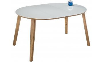 Стеклянный стол Семвэлл белый / дуб монтана