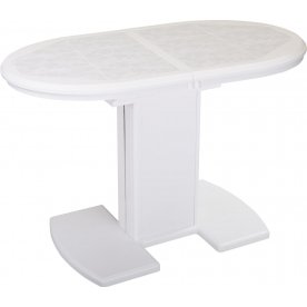 Стол Шарди О белый / плитка 05 / ножка 05 белый