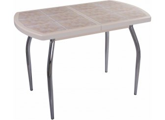 Стол Шарди ПО крем / плитка №21 / ножка 01 хром