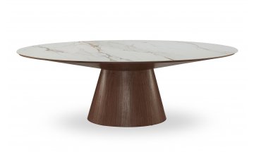 Керамический стол DT2483 Каррара / орех
