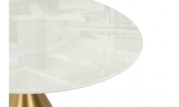 Керамический стол Jaklin 130x73 белый мрамор / сатинированное золото