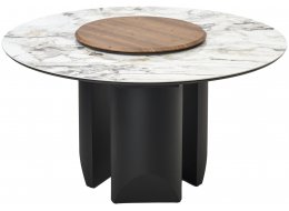 Керамический стол Колизей d140 arctic ocean белый мрамор керамика / черный