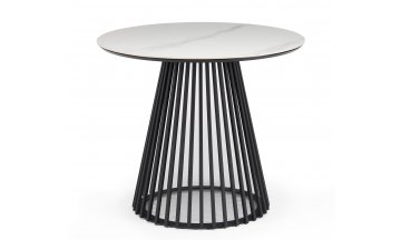 Керамический стол Нэнси 90х90х75 белый мрамор / черный