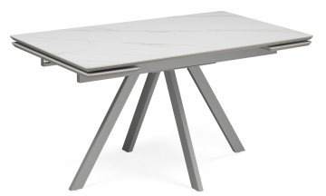 Керамический стол Вилли 140 (200) х 80 белый мрамор alpin white / snow white / белый