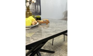 Керамический стол DF1250 черный/керамика серая глянец