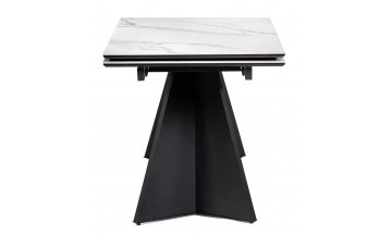 Керамический стол Ливи 140(200)х80х78 белый мрамор / черный