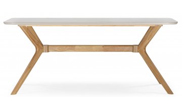 Керамический стол Unika 180x80 белый спеченный камень / светлое дерево