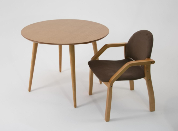 Обеденный стол Монте Джуно К 100 велюр коричневый / натуральное дерево / натуральное дерево