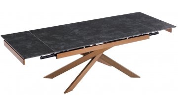 Керамический стол Атак 160-240х90х76 прямоугольный раскладной черный матовый / бронза