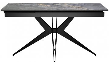Керамический стол DikLine DKS140 nebula gold (мрамор глянец серый) / черный