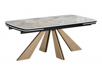 Керамический стол DikLine SKP180 titanium silver river polished / черный / дуб монтана