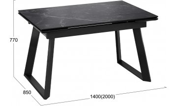 Керамический стол Стоун Тип 1 черный муар / керамика матовая черный мрамор