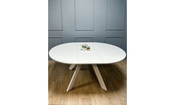 Керамический стол Лайт белое стекло глянец / белый