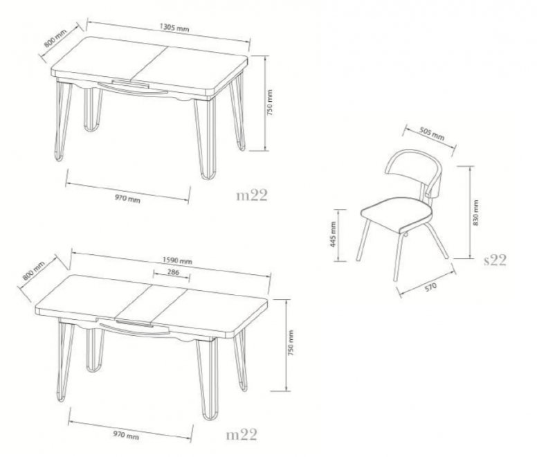 Стол обеденный M22 раскладной white