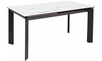 Керамический стол Cremona 140 high gloss statuario белый мрамор глянцевый / керамика / черный каркас