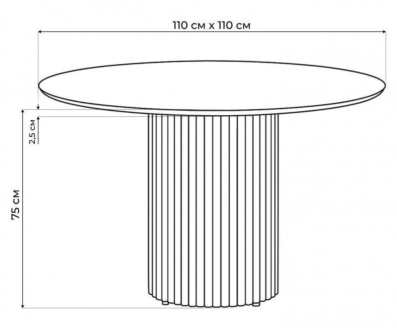 Стеклянный стол Барел 110 черный мрамор / черная пленка / черный