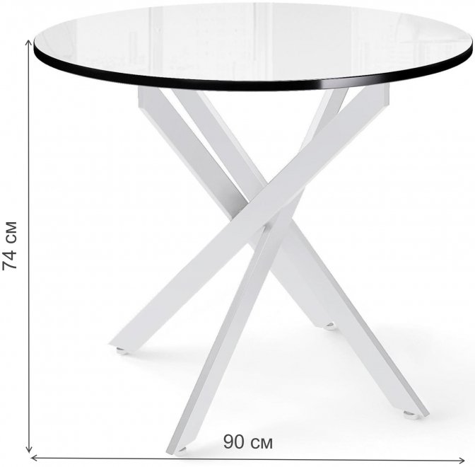 Стеклянный стол DikLine RS90 белый