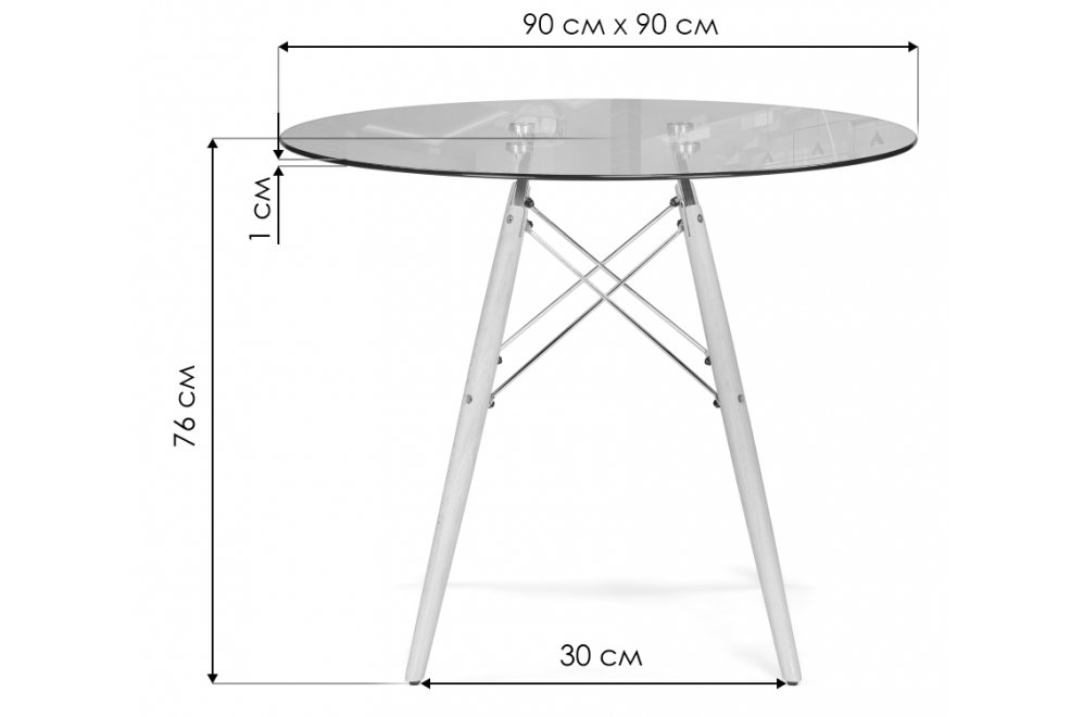 Стеклянный стол PT-151 90х90х76 clear glass / wood