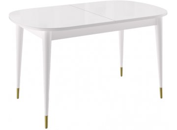 Стол раздвижной 1300K белый / стекло белое глянец