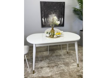 Стол раздвижной 1300K белый / стекло белое глянец